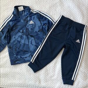 Adidas Kids Navy and Blue Camo Jogger Set